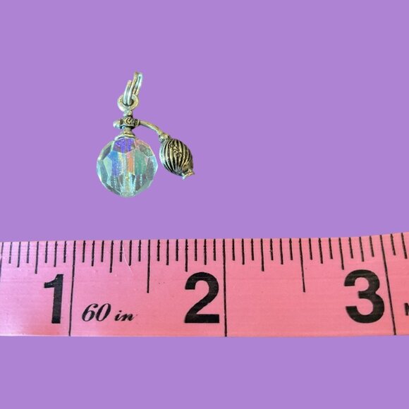 Vintage 925 Silver Crystal Perfume Bottle Charm Pendant Charm Art Deco Design - Picture 6 of 9